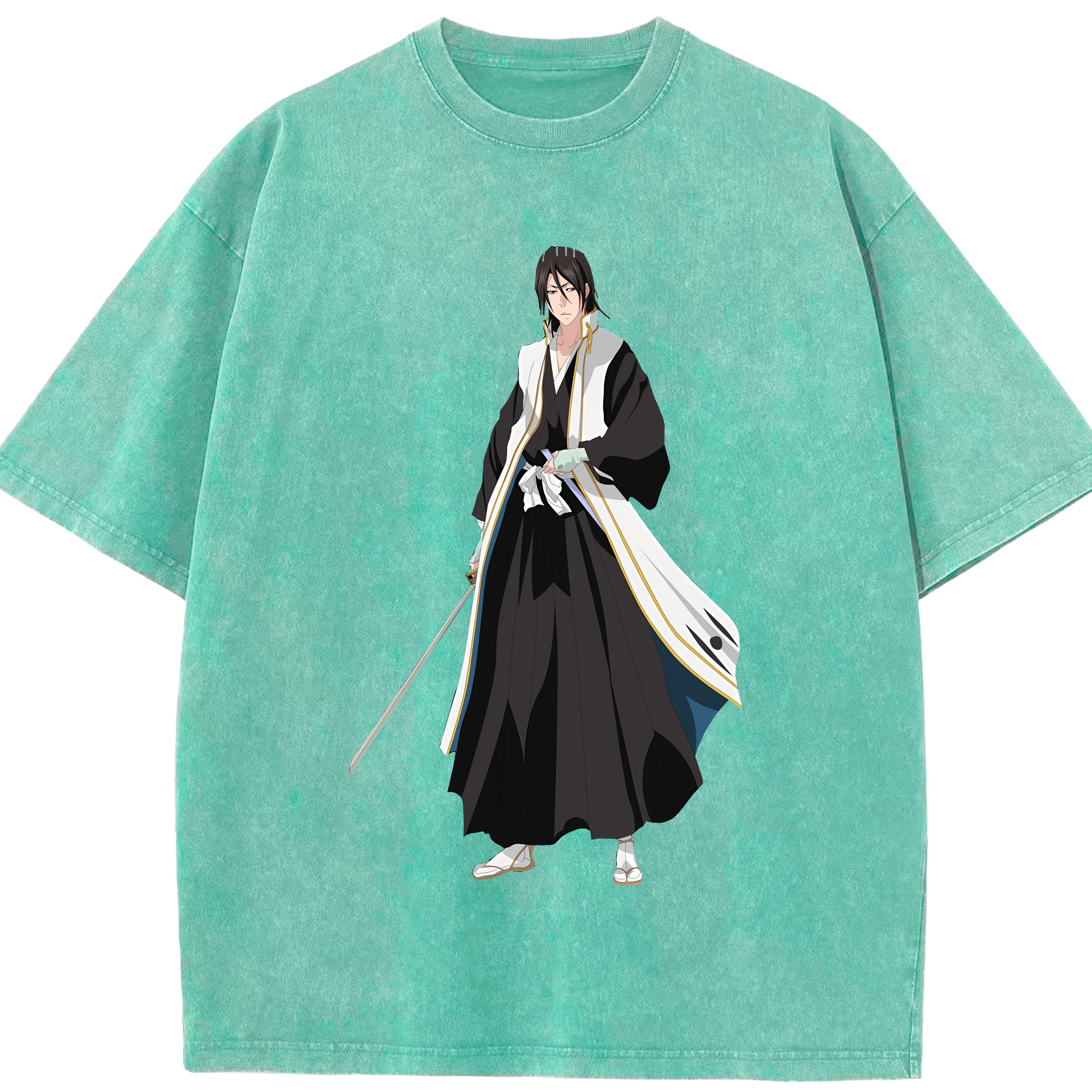 （画像用） ブリーチ くちき びゃくや BLEACH Kuchiki Byakuya 綿100% ヴィンテージ風 半袖Tシャツ（フロントプリント）